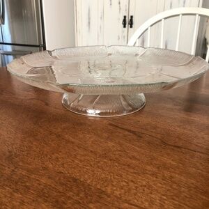 Arcoroc, France, FLEUR, Clear,‎ Glass, Cake Stand, Vintage, 12.5" Nice Condition